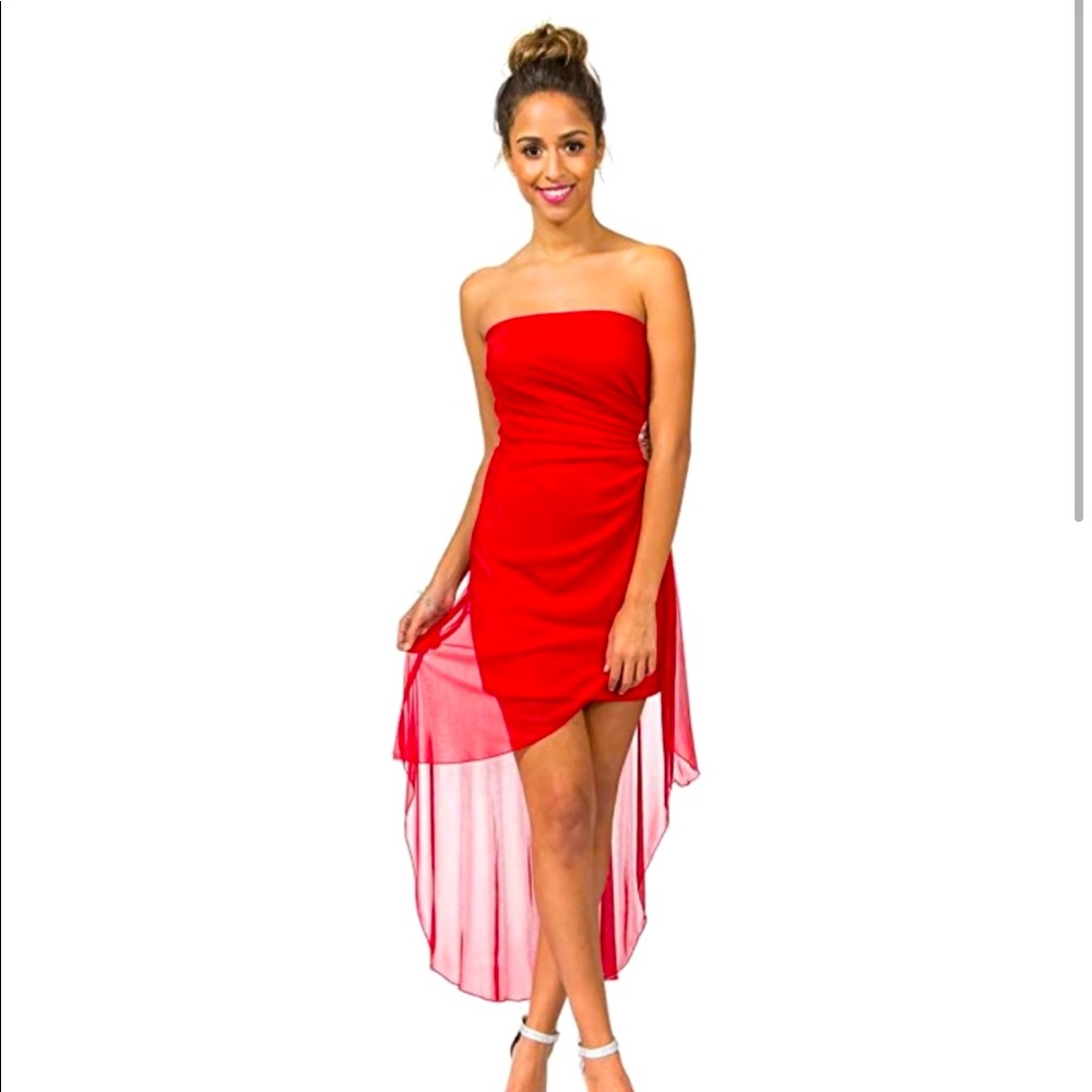 Embellished red cocktail dress